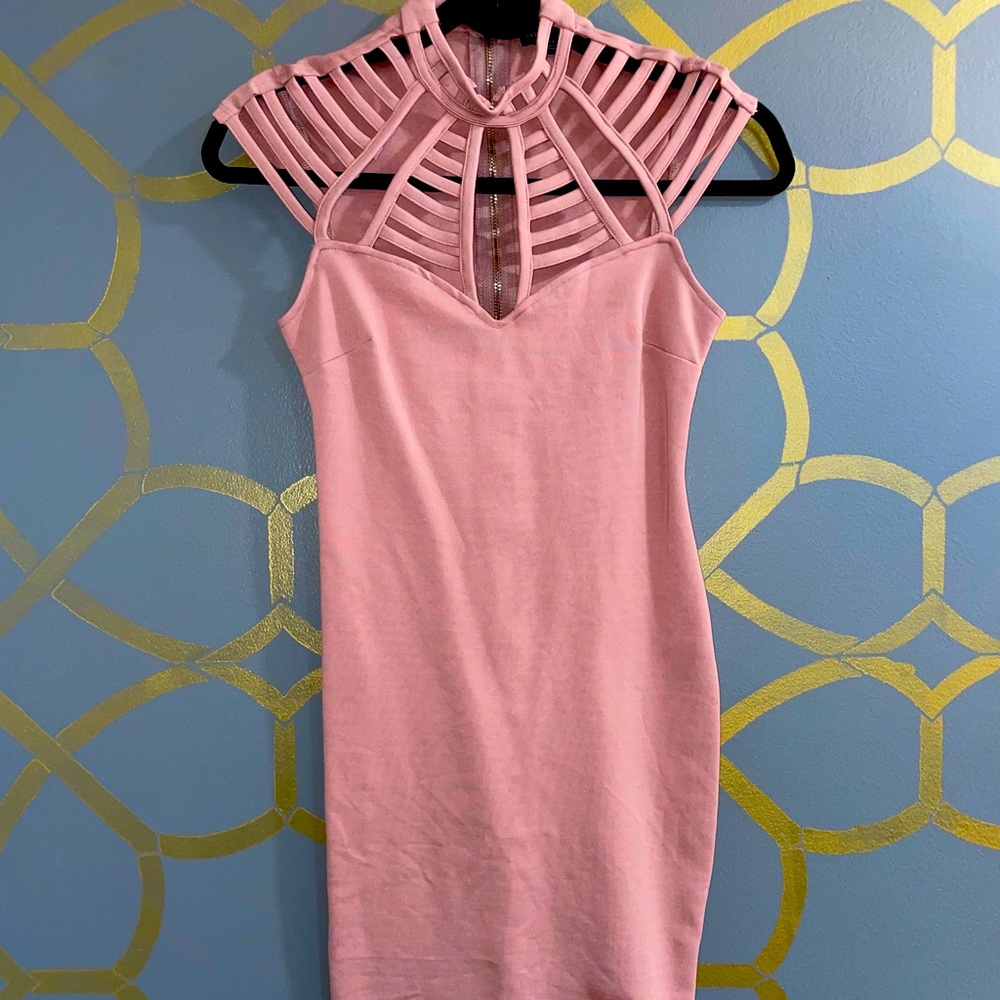 Pink caged mini dress